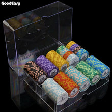 Load image into Gallery viewer, 100,200,300,400,500 pcs/set Clay Poker Chip Sets Casino Texas Pokers Aluminum Suitcase with Playing cards&Dices&Dealer Buttom